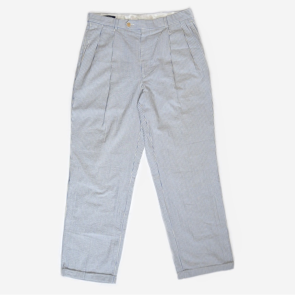 Nautica Seersucker Trousers blue and white stripes 100% cotton 42L